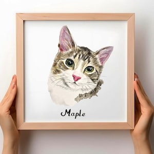 Mini Pet Portrait Watercolor Cat Portrait Hand Painted Personalized Cat Portrait Cat Painting Pet Portrait Mother&#39;s Day gift Pet Loss Gift