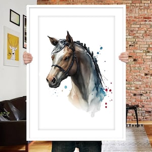 CUSTOM HORSE PORTRAIT, Horse Painting, Horse memorial, Watercolor Hand painted horse portrait, Pet portrait, Horse lover gift, Horse drawing