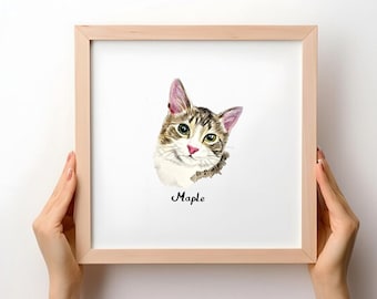 Custom Mini Pet Portrait Watercolor Cat Portrait Mini Cat Portrait Cat Painting Pet Portrait Painting Tiny Pet Painting Pet Loss Gift