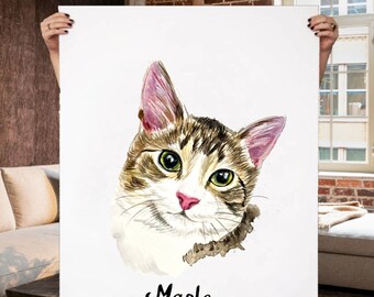 Cat Portrait Painting Pet Portrait Custom Mini Cat Portrait Cat Painting Pet Portrait Painting Tiny Pet Painting Pet Loss Gift