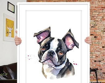 Aangepaste aquarel huisdier portret: hond gedenkteken schilderij van foto