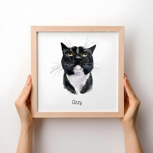 Custom Pet Portrait Watercolor Mini Pet Portrait Cat Portrait Personalized Black Pet Portraits Pet Memorial Christmas Gift Tiny Cat Painting