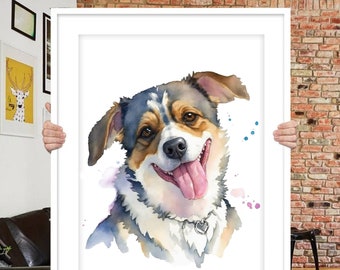 Pet portrait custom Watercolor pet painting Dog portrait custom Pet memorial gift Dog painting Pet loss gift Pet portrait from photo