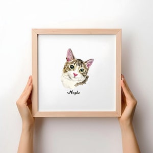 Custom Watercolor Cat Portrait: Original Hand-Painted Pet Memorial