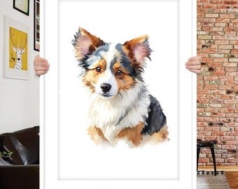 Hand-Painted Watercolor Pet Portrait: Custom Dog Memorial Gift