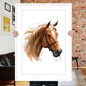Custom Horse Portrait,Horse Painting,Christmas Gift,Watercolor Hand Painted Horse Portrait Painting,Pet Portrait,Pet Portrait,Horse Drawing