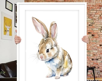 Custom Watercolor Bunny Portrait: Personalized Pet Memorial Painting