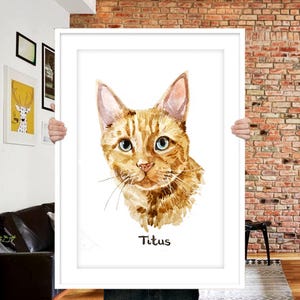 Pet Portrait Custom Cat Portrait Personalized Cat Portrait Watercolor Cat Portrait Pet Memorial Mother&#39;s Day gift Pet Painting Pet Loss Gift