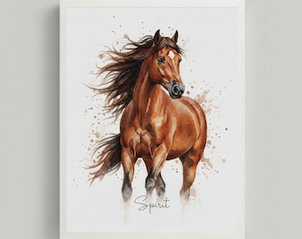 Retrato personalizado de caballo: Regalo conmemorativo para mascotas pintado a mano con acuarela.