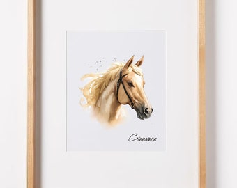 Custom Watercolor Horse Portrait: Hand-Painted Equestrian Art