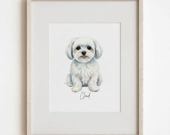 Mini Watercolor Dog Portrait: Personalized Pet Memorial Gift