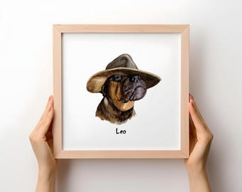 Custom Pet  Watercolor Portrait: Personalized Pet Gift