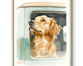 カスタム犬の肖像画水彩画、犬のカスタム絵画、水彩画犬アート