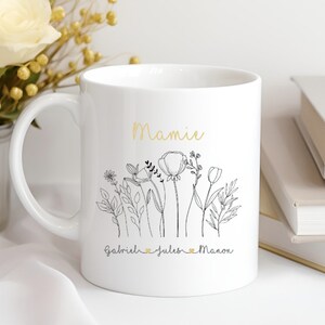 Mug fête des grands mères Mug personnalisé Mamie Mug bouquet personnalisable Mug grand mère Mug prénoms petits enfants Mug bouquet image 4