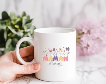 Mug fête des mères - Mug personnalisé Maman - Mug jardin fleurs personnalisable - Mug maman fleuri - Mug maman d’amour - Mug prénoms enfants