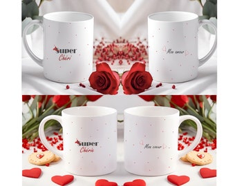 Mug Saint Valentin - Mug Super Chérie - Mug Super Chéri - Cadeau Saint Valentin - Mug personnalisable - Mug cadeau anniversaire