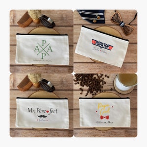 Trousse Personnalisée Fête des pères - Pochette pères - Pochette personnalisable Prénom enfants - Trousse Papa cool - Pochette Papa top