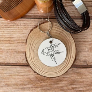 Porte clés Fête des pères - Porte clés pères - Porte clés personnalisable Prénom enfants - Porte clés mains Papa enfants - tenir la main