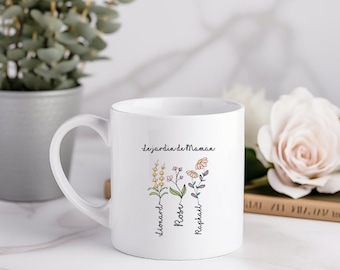 Mother's Day mug - Personalized Mom's garden mug - Customizable flower mug - Mom mug - Children's first names mug