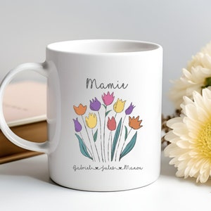 Mug fête des grands mères Mug personnalisé Mamie Mug bouquet personnalisable Mug grand mère Mug prénoms petits enfants Mug bouquet image 2