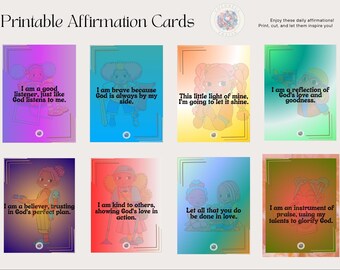 God’s Little Warriors: 30 Printable Daily Affirmation Cards for Young Believers | Faith-Based Kids Affirmations | Christian Printable