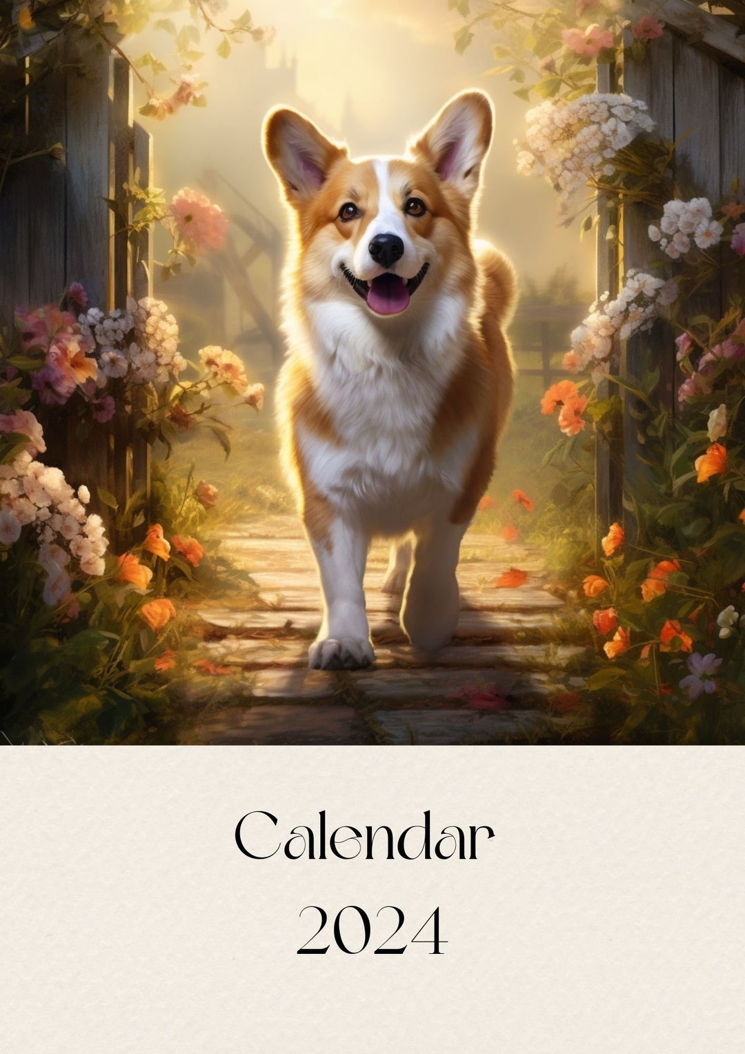2024 Calendar With Pembroke Welsh Printable Calendar Etsy