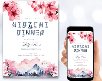 Digital Hibachi Invitation, Birthday Dinner Invite, Japanese Restaurant, Hibachi Party, Hibachi Night, Email Invitation, Hibachi Template