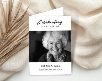 Editable Funeral Program Template | Minimal Obituary | Order Of Service  Celebration Of Life |  Instant Download | In Loving Memory Brochure