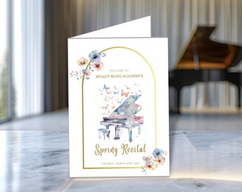 Music Program Template | Student Recital | Piano Recital Booklet | Letter Size | Digital Invite | Concert | Performance Brochure
