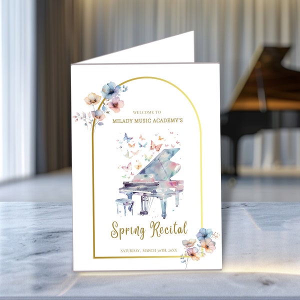 Music Program Template | Student Recital | Piano Recital Booklet | Letter Size | Digital Invite | Concert | Performance Brochure