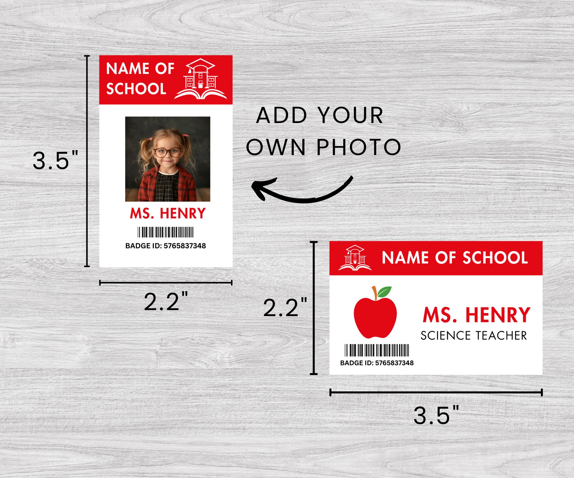 Printable Teacher ID Name Badge Template School Halloween Costume Printable Teacher ID Name Badge Template School Halloween Costume