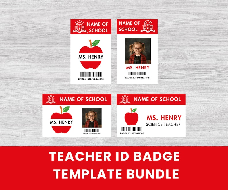 Printable Teacher ID Name Badge Template School Halloween Costume Printable Teacher ID Name Badge Template School Halloween Costume