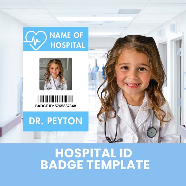 Printable Doctor ID Name Badge | Hospital Nurse Halloween Costume | Kids Dress Up | Editable Medical Card | Pretend Play | Download