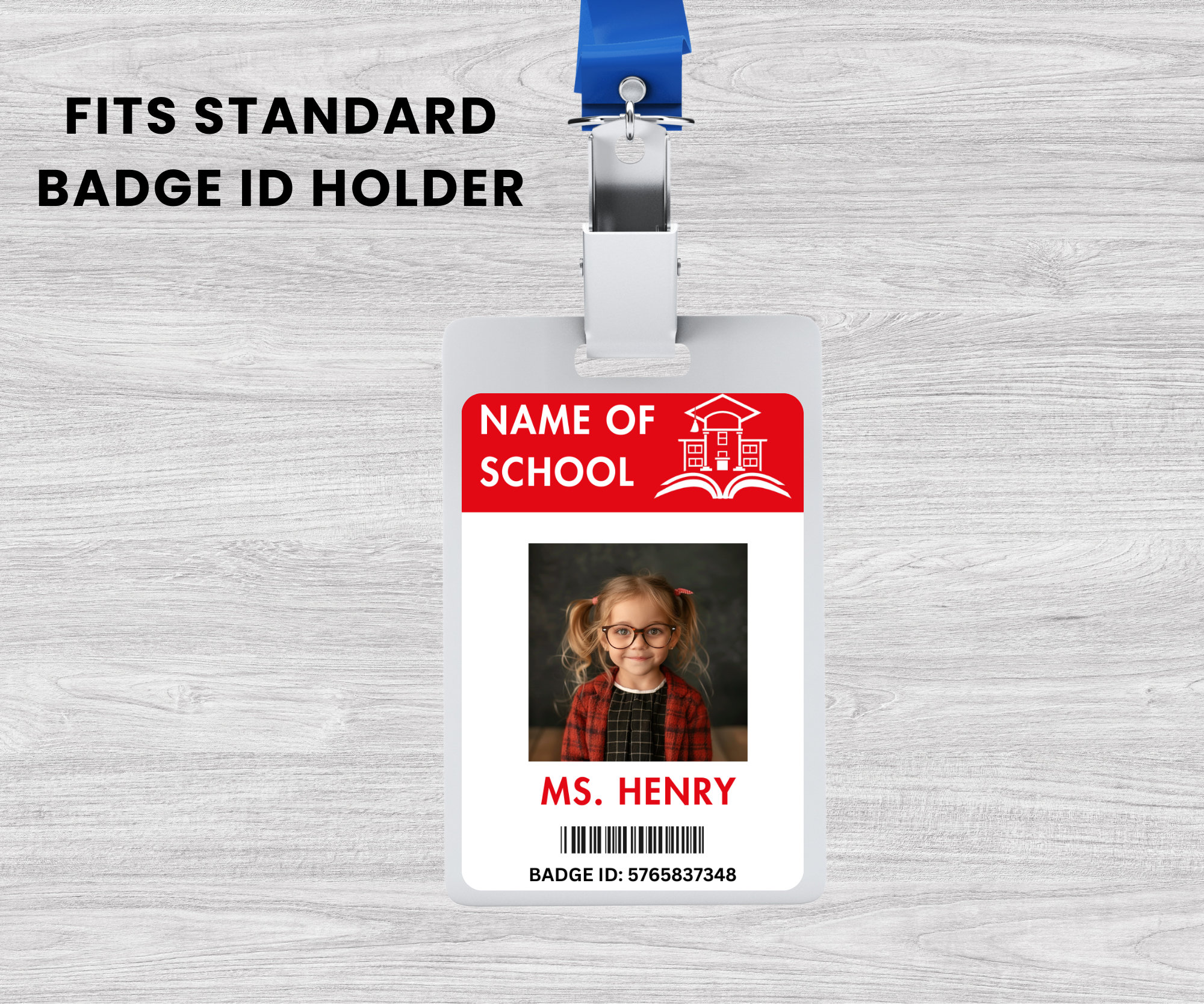 Printable Teacher ID Name Badge Template School Halloween Costume Printable Teacher ID Name Badge Template School Halloween Costume