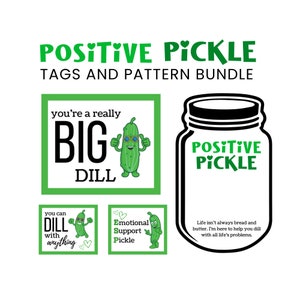 Pickle de soutien émotionnel et étiquettes cadeaux au crochet, copain pour le soulagement de l'anxiété, modèle imprimable, cartes modifiables, calmant le stress pour animal de compagnie, modèle sur toile