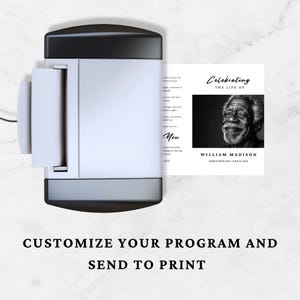 May include: A black and white photo of a man with a warm smile. The photo is on a white card with the text "Celebrating the Life of William Madison March 30th, 1943 - June 10, 2014".