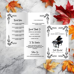 Fall Piano Recital Program Template | Canva Editable (digital Download ...