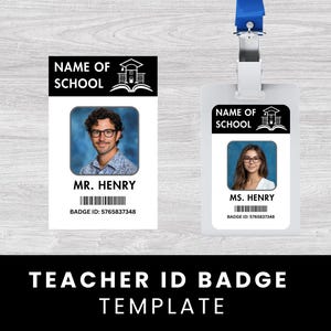 Sjabloon afdrukbare leraar-ID-naambadge | Halloween-schoolkostuum | Aankleden voor kinderen | Bewerkbare professorenkaart | Fantasiespel | Downloaden
