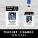 Printable Teacher ID Name Badge Template | School Halloween Costume ...