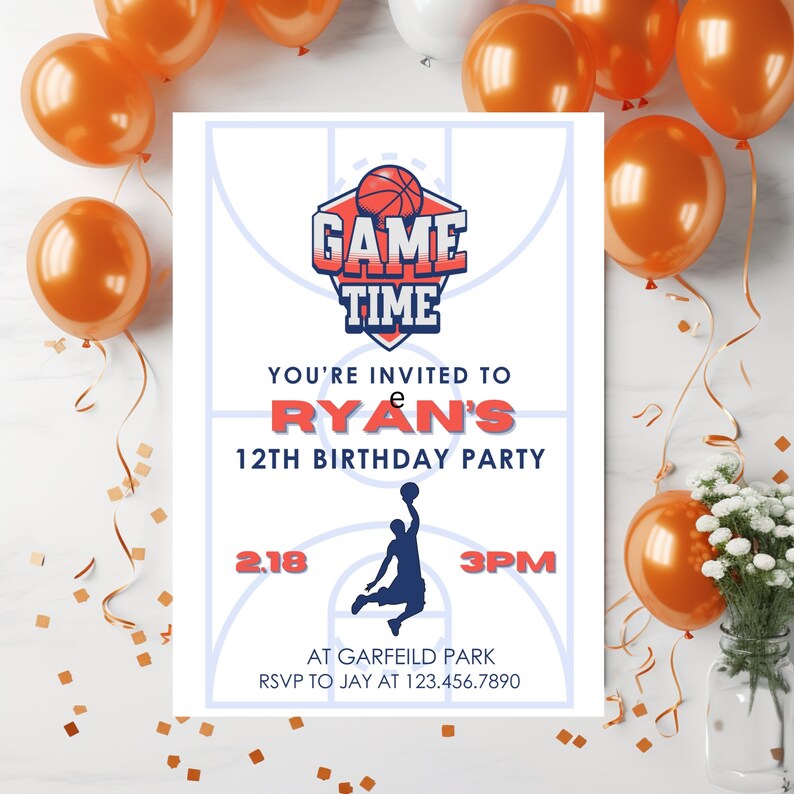Basketball Invitation Basketball Birthday Invite Basketball Party ...