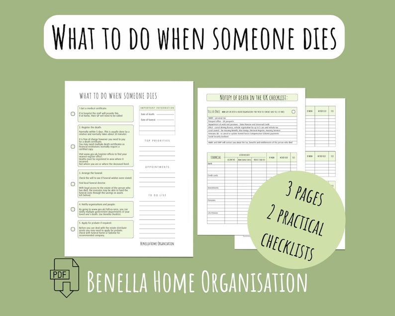 What to Do When Someone Dies - a Checklist to Help You (UK) - Etsy