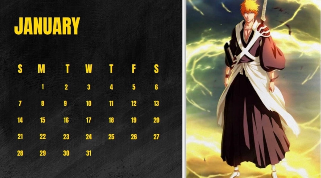 Bleach Calendar 2024, Digital Template, Digital Planners, Digital Art