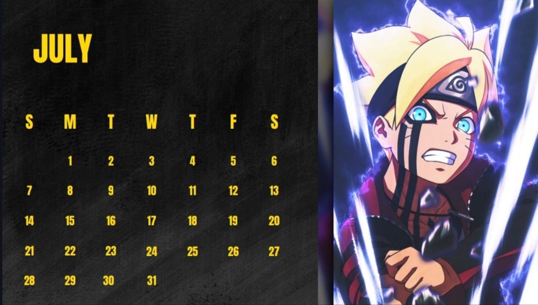 Boruto Calendar 2024, Digital Template, Digital Planners, Digital Art
