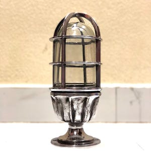 Modern Antique Aluminum Bulkhead Ceiling Lamp – Nautical Theme Fixture – Vintage Maritime Coastal Décor