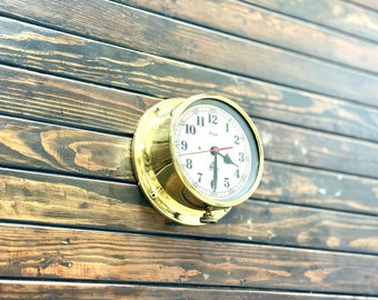Maritime Key Winding Original Vega Antique Ship Wall Clock Made in Poland