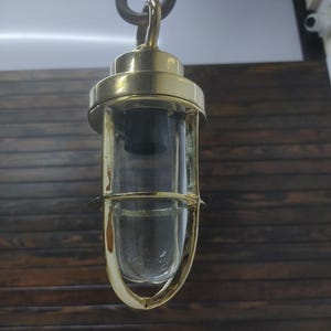 Lustre marine en laiton - Suspension nautique classique, petit luminaire suspendu au plafond pour intérieurs côtiers