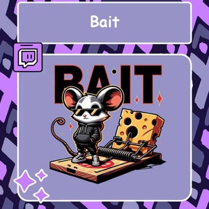 Bait Twitch emote, Discord emote, mouse emote, Cheese emote, YouTube emote, Tiktok emote, Cool emote, edgy emote, swag emote