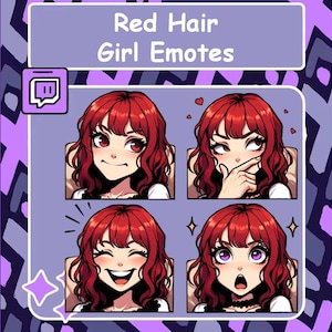 Twitch emotes / Red hair Girl emotes for streamers / Girl emotes / for Twitch and Discord / Youtube emote / Cute emote / Girly emote