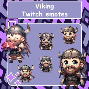 Viking Chibi Emotes, Twitch/Discord/Youtube Streamer Emotes (Digital Download)