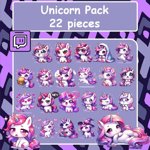 Unicorn Twitch emotes, Discord emotes, Cute emotes, Unicorn emotes, YouTube emotes, Tiktok emotes, Girly Emotes, Unicorn Emotes, Pony Emote